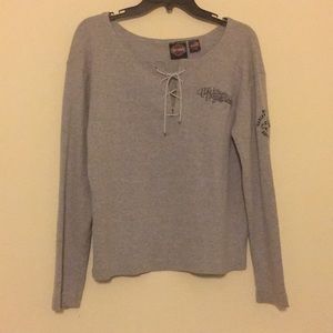 Harley-Davidson grey lace up shirt. Size L